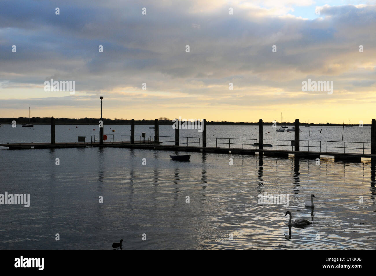 Abendsonne am Hafen von Emsworth, Hampshire Stockfoto