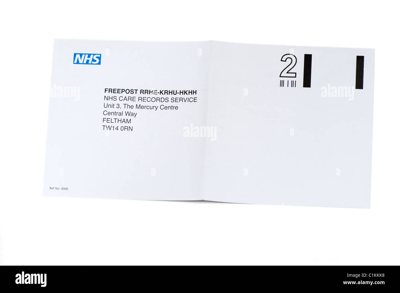 FreePost Umschlag an NHS Aufzeichnungen Pflegedienst Stockfoto