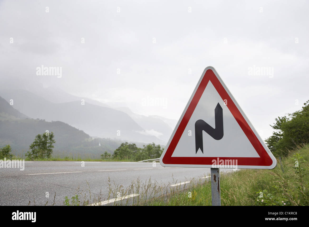 Straßenschild, Lücke, Hautes-Alpes, Provence-Alpes-Cote d ' Azur, Frankreich Stockfoto
