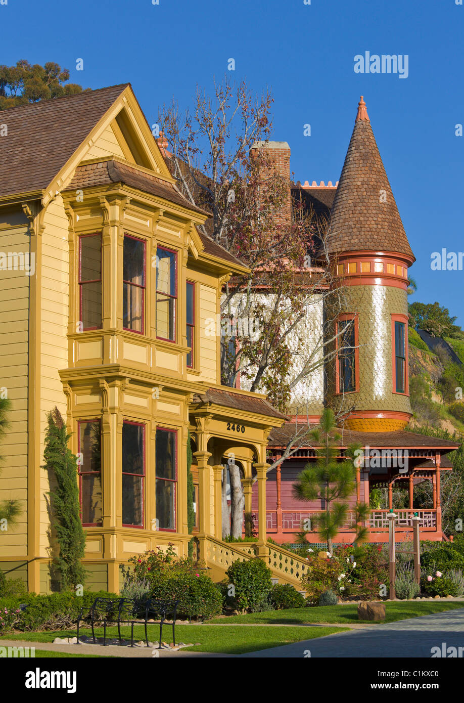 Viktorianischen Häusern, Heritage Park Victorian Village, Altstadt, San Diego, Kalifornien, USA Stockfoto