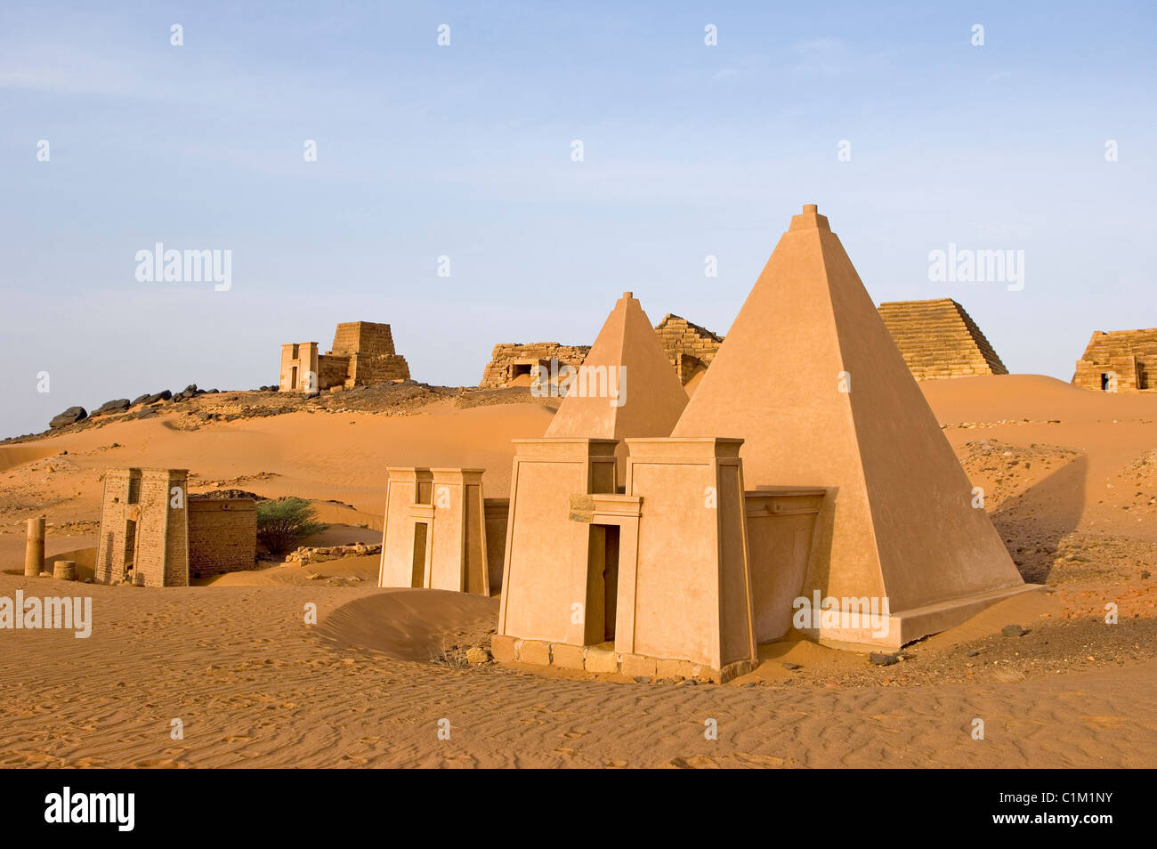 Sudan Pyramiden Meroe Königreichs Meroe gab es in 1200 Jahre nur weiterhin in der Form des Königreich Nubien (1100 Stockfoto