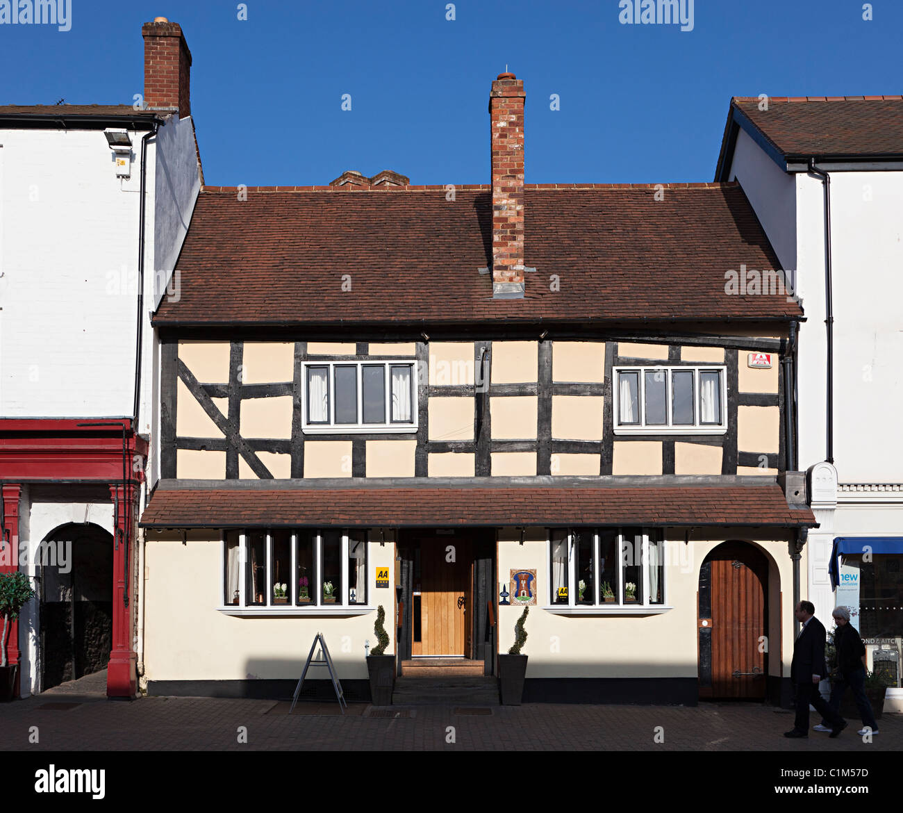 Schwarz / weiß Gebäude in High Street Ledbury Herefordshire England UK Stockfoto
