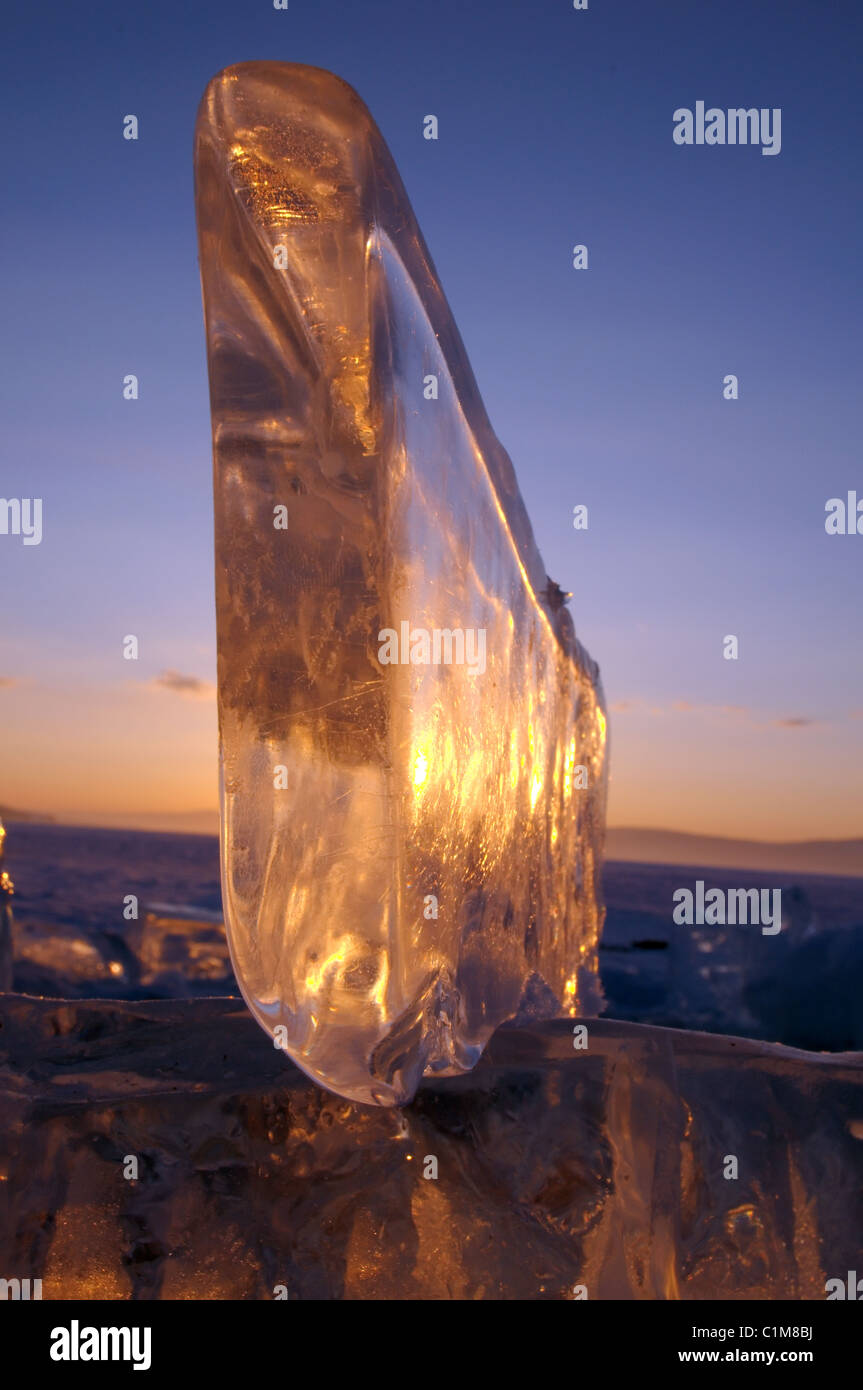 Eiskristalle am Baikalsee Stockfoto