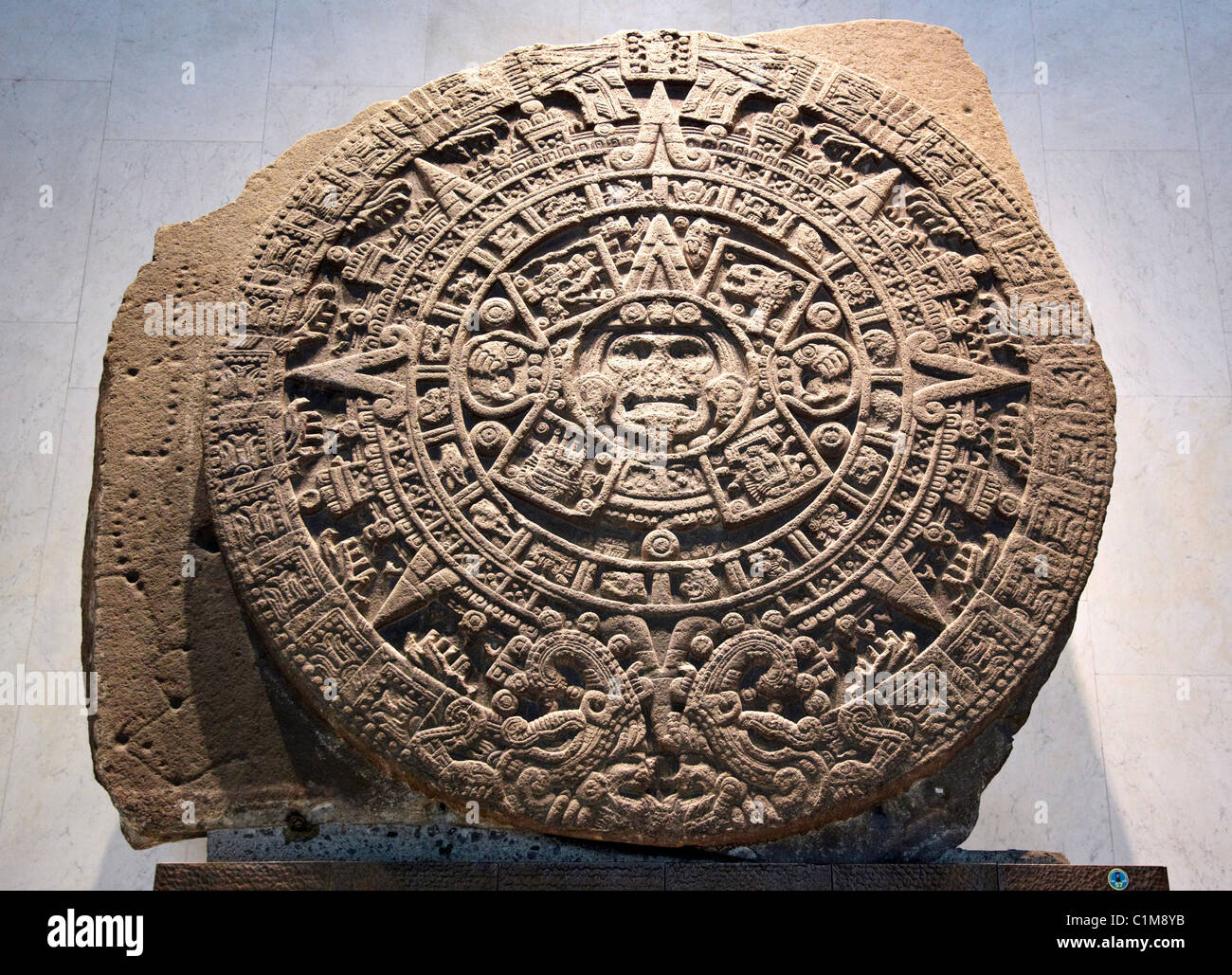 Die Stein der Sonne Azteken Kalender die anthropologische Museum-Mexico City-Mexiko Stockfoto 