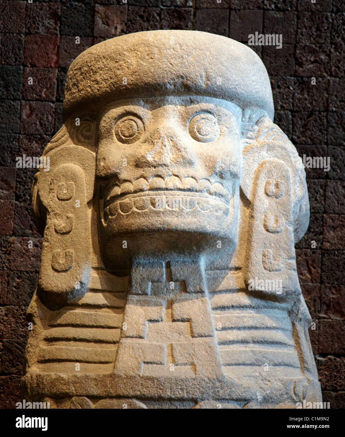Aztekische Stein Schädel das anthropologische Museum-Mexico City-Mexiko Stockfoto