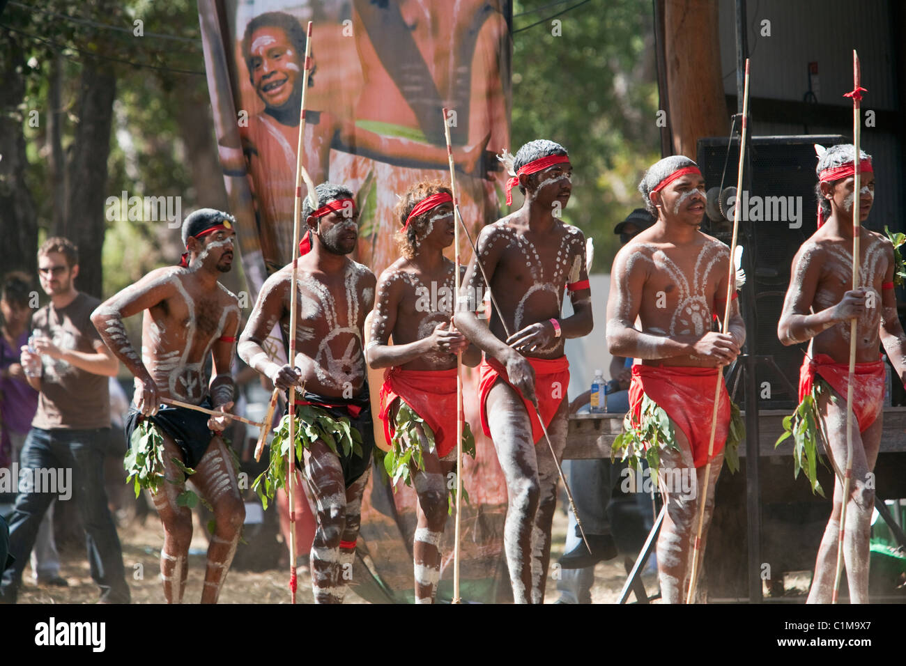 Einheimische Tänzer beim Laura Aboriginal Dance Festival.  Laura, Queensland, Australien Stockfoto