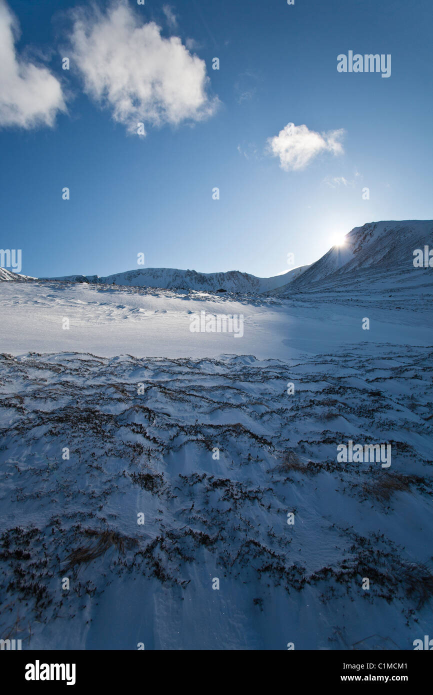Schneebedeckte Coire eine Sneachda unter Cairn Gorm, Schottland Stockfoto