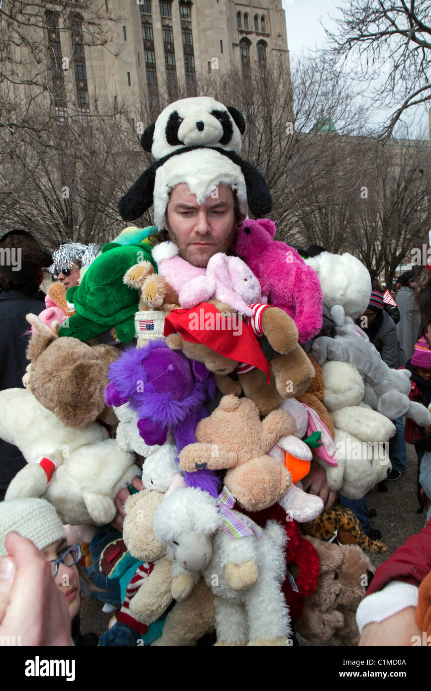 Frühlingsfest, bösen Geist von Le Nain Rouge aus Detroit zu verbannen Stockfoto