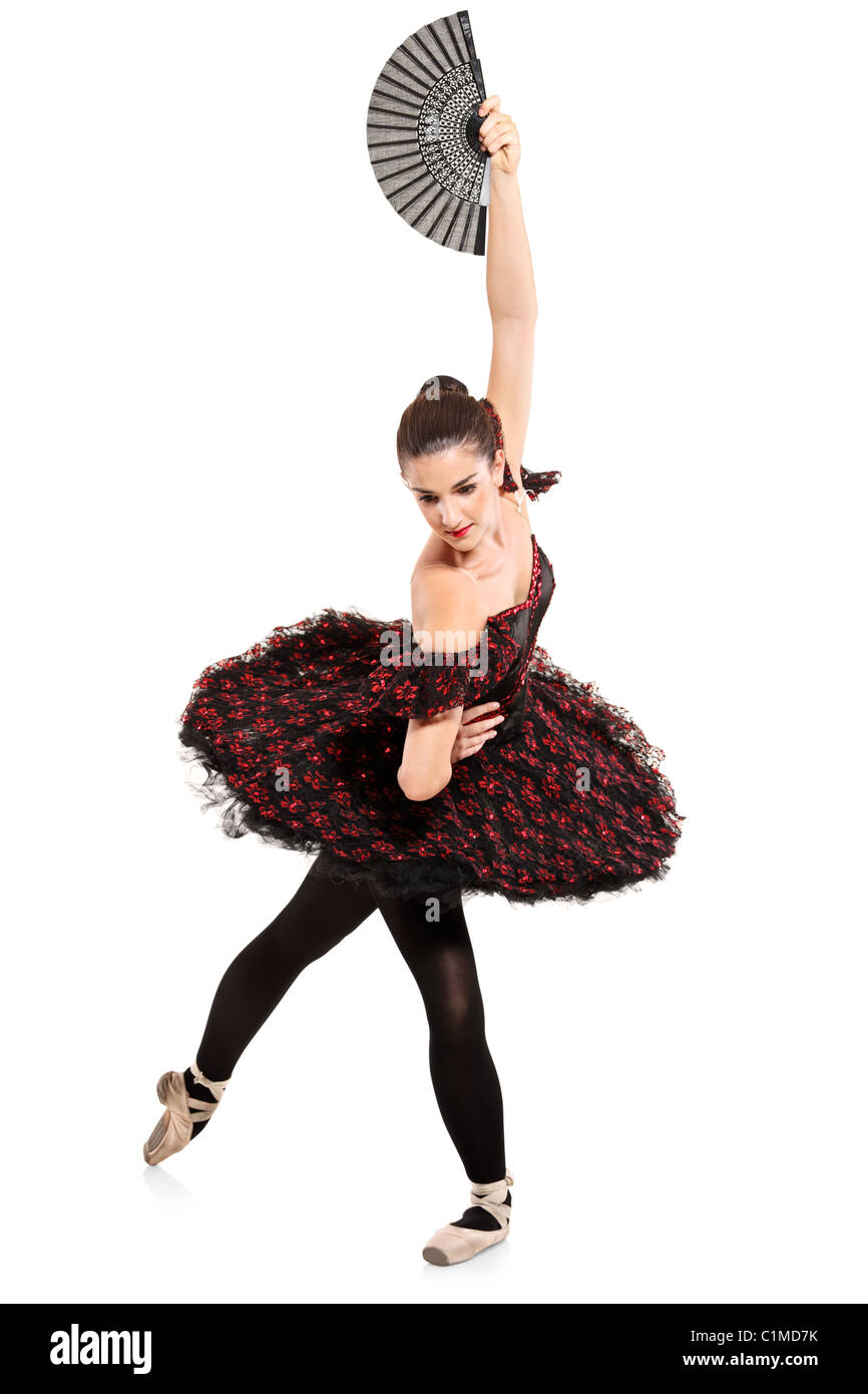 In voller Länge Portrait von Tänzerin Ballerina posiert Stockfoto