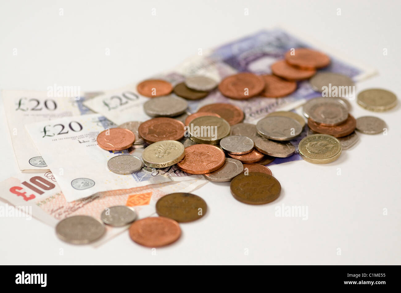 Englischer Sprache Geld Vereinigtes Königreich Stockfoto