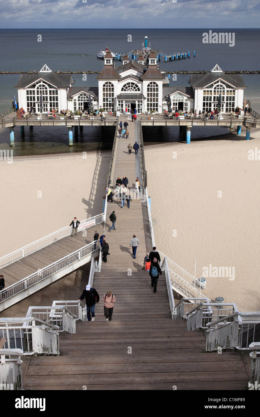 Pier am Urlaub Ostseebad Sellin, Deutschland; Seebrücke Ostseebad Sellin Stockfoto