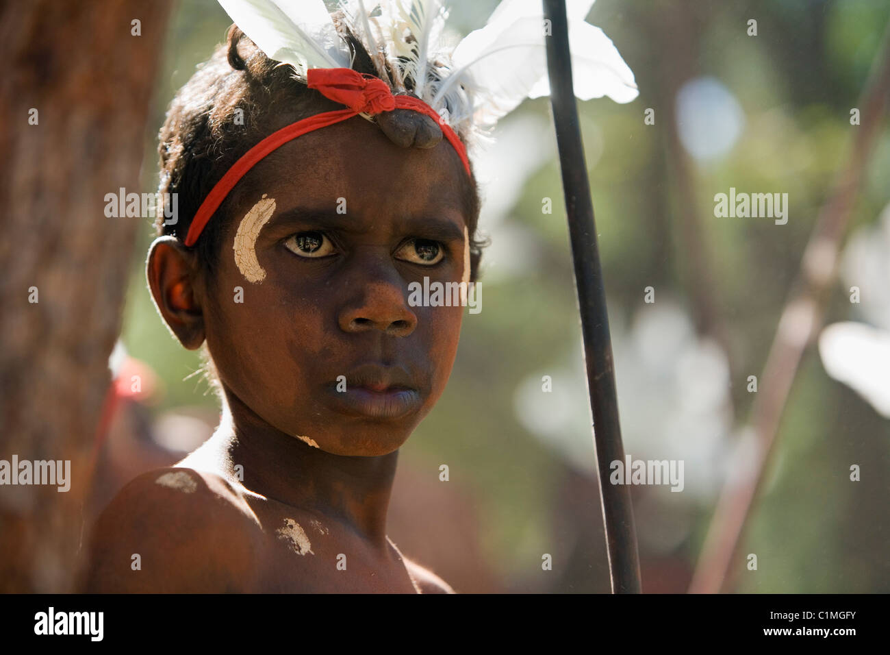 Einheimische junge aus der Aurukun Aborigine-Gemeinde.  Laura, Queensland, Australien Stockfoto