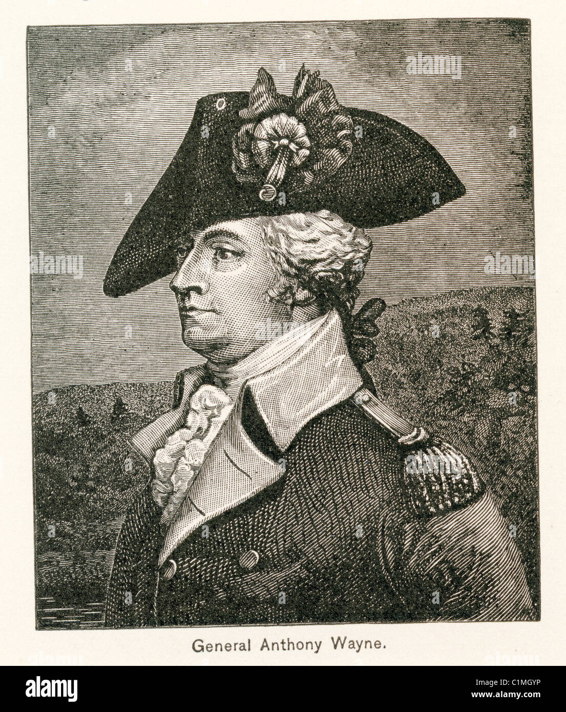 Alte Lithographie von Anthony Wayne, general im amerikanischen Unabhängigkeitskrieg Stockfoto