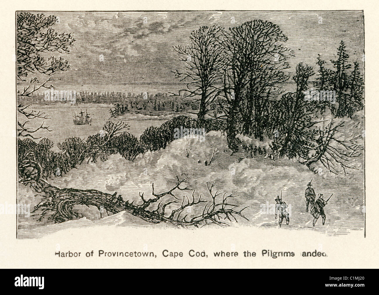 Alte Lithographie von Cape Cod, Massachusetts, USA Stockfoto
