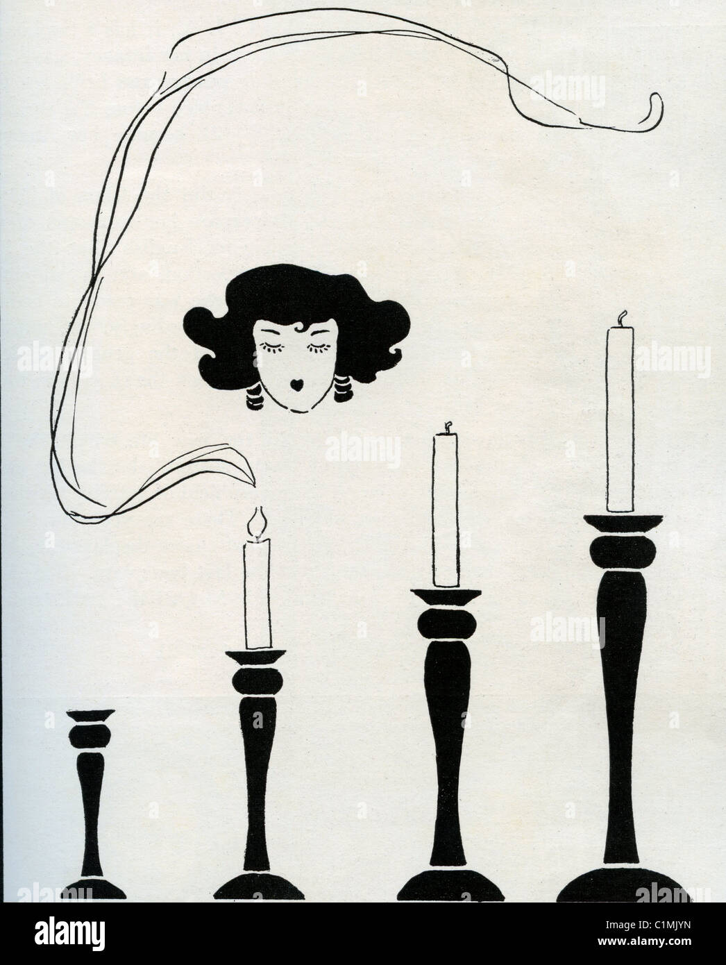Alte Lithographie von Kerzen Stockfoto