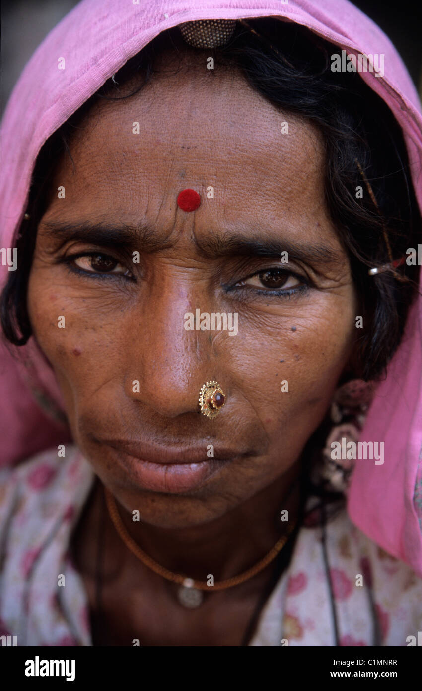 Niedrigen Kaste Frau aus Rajasthan, Indien Stockfoto