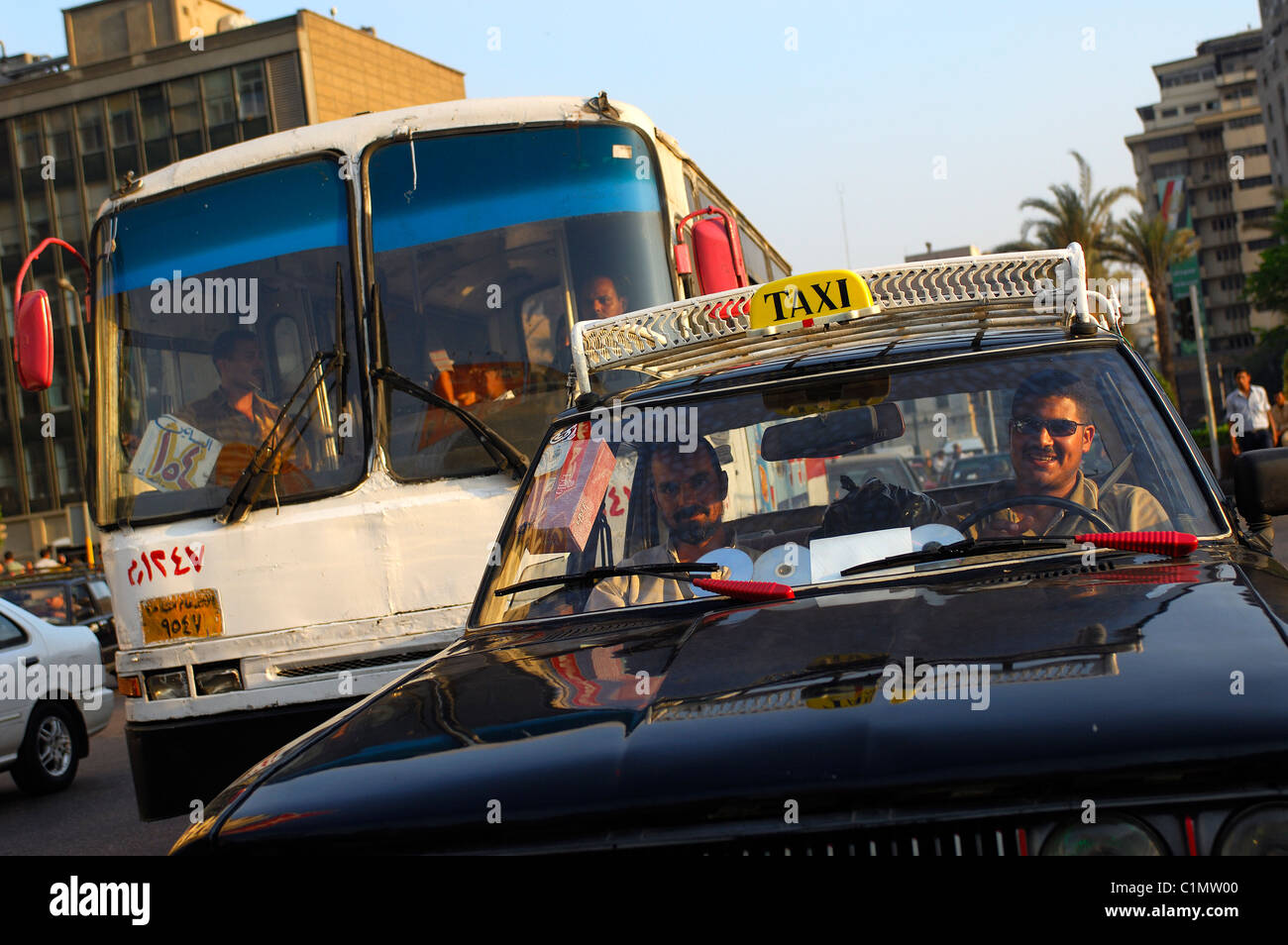 Ägypten, Kairo, taxi im Stau Stockfoto