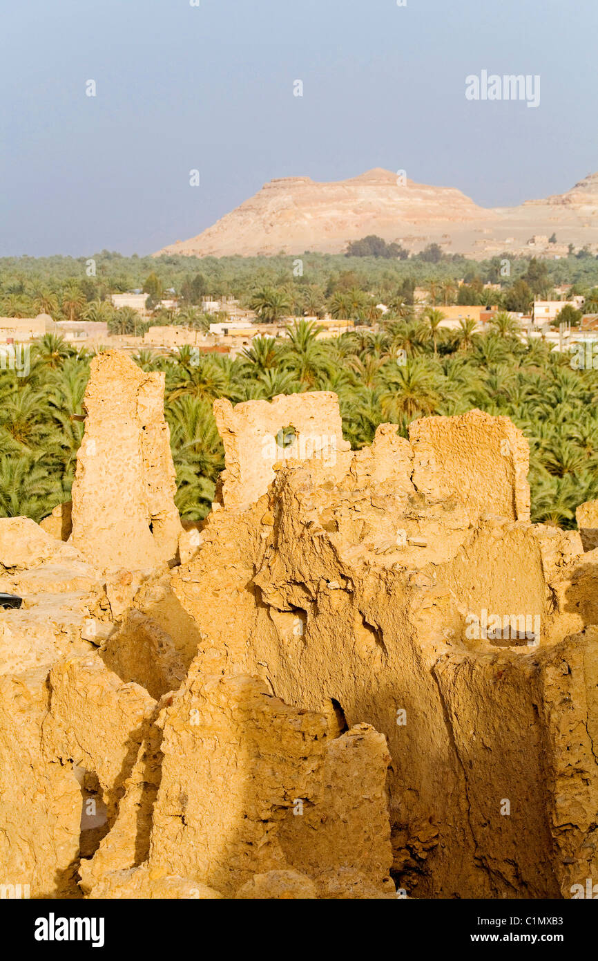 Ägypten, Oase Siwa in der Lybischen Wüste, die uralten Adobe befestigte Dorf wissen als 'Schali' Stockfoto