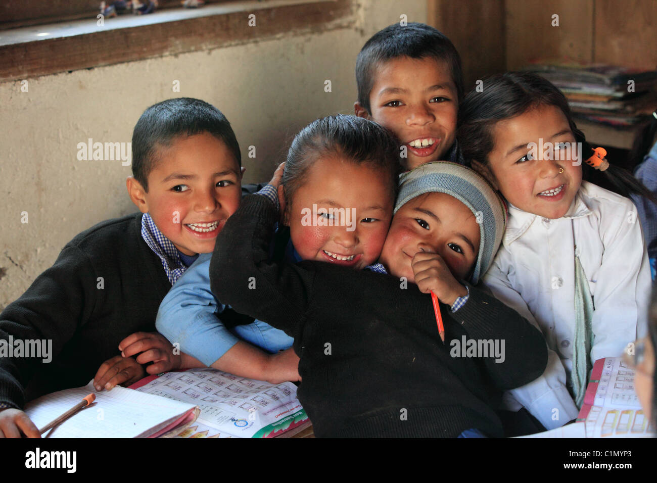 Nepali Schulkind oder Kinder in Nepal Himalaya Stockfoto