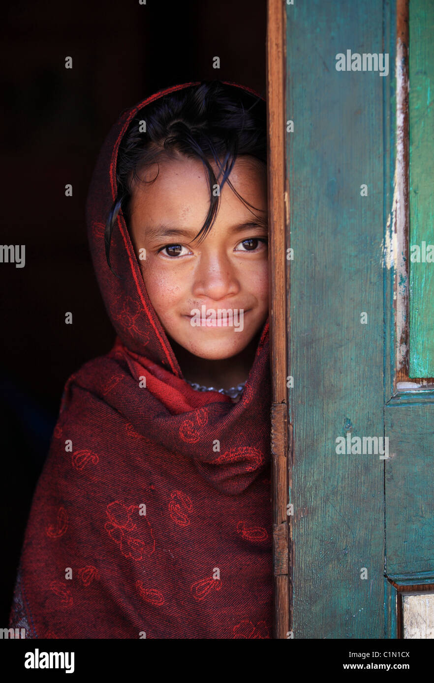 Nepalesische Mädchen in Nepal Himalaya Stockfoto