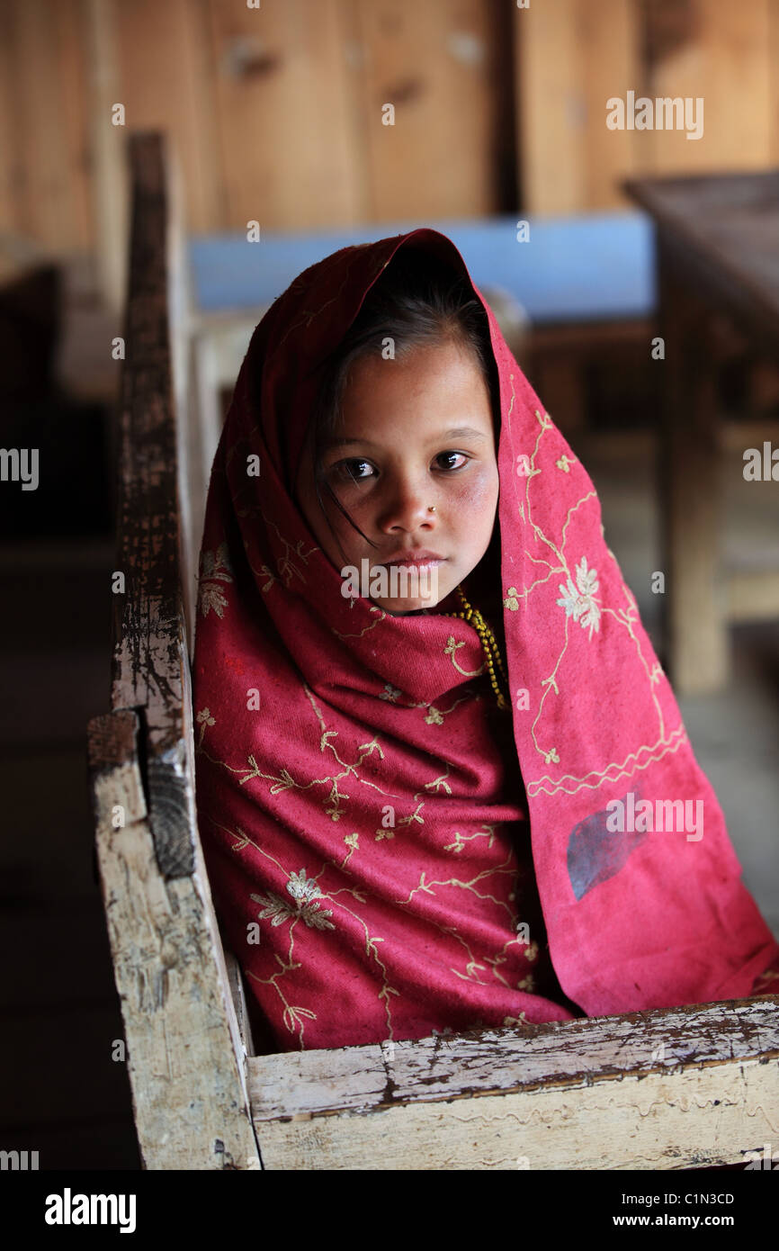 Nepalesische Mädchen in einem Himalaya-Nepal Stockfoto