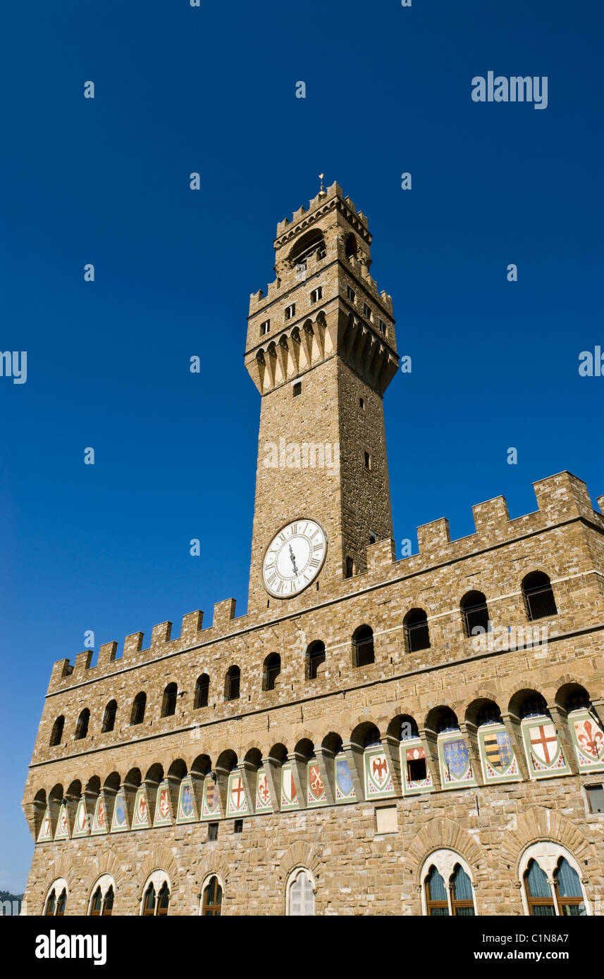 Florenz, Italien. Der Palazzo Vecchio und Turm. Stockfoto