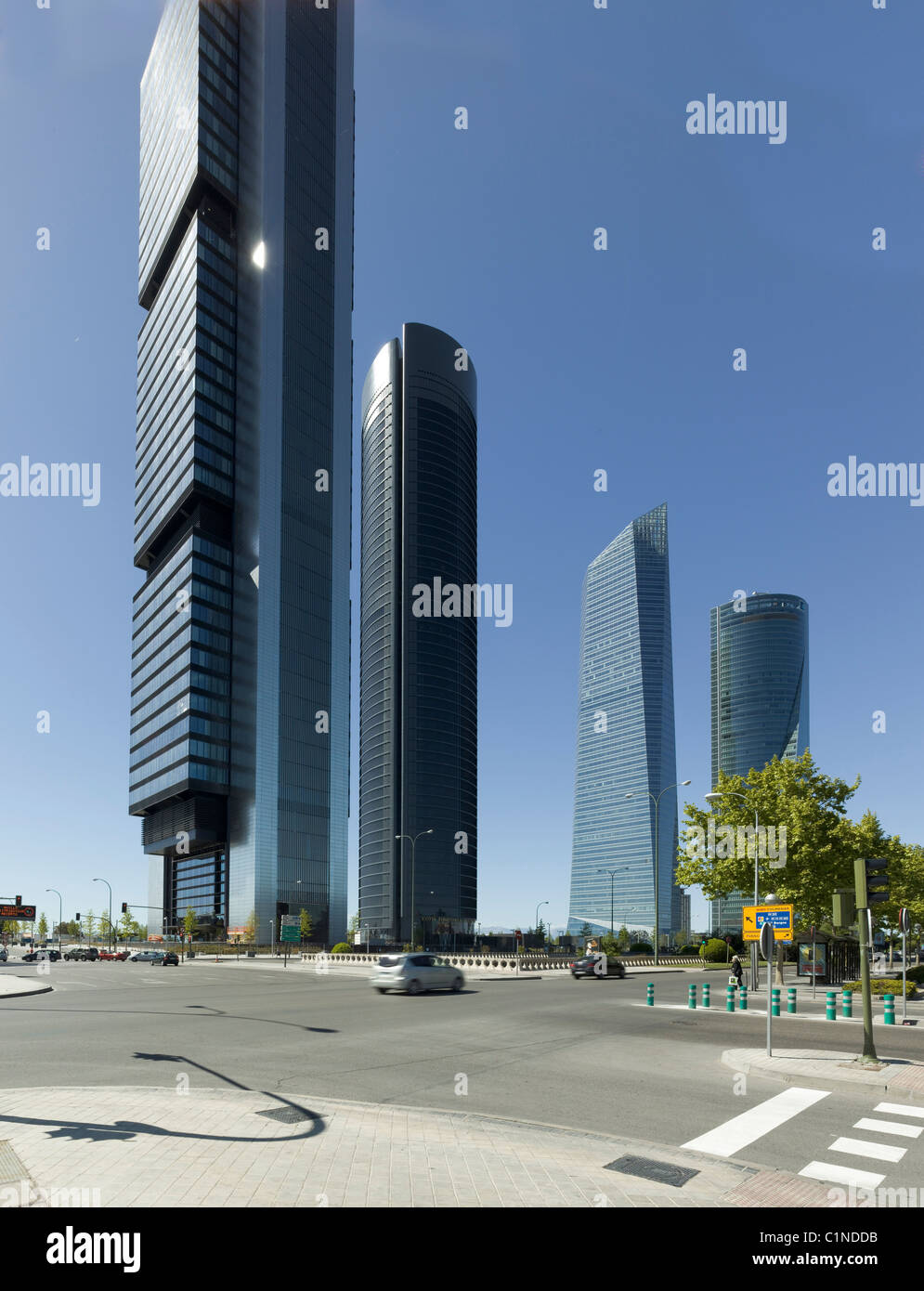 Madrid, Cuatro Torres Business Area (Unternehmenslenkers Madrid Arena) Stockfoto