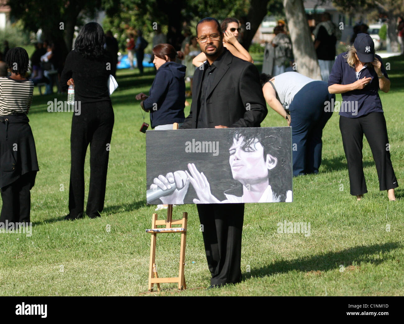 Ein Gemälde von Michael Jackson der Beerdigung des King of Pop, Michael Jackson auf dem Forest Lawn in den Hollywood Hills Los Stockfoto