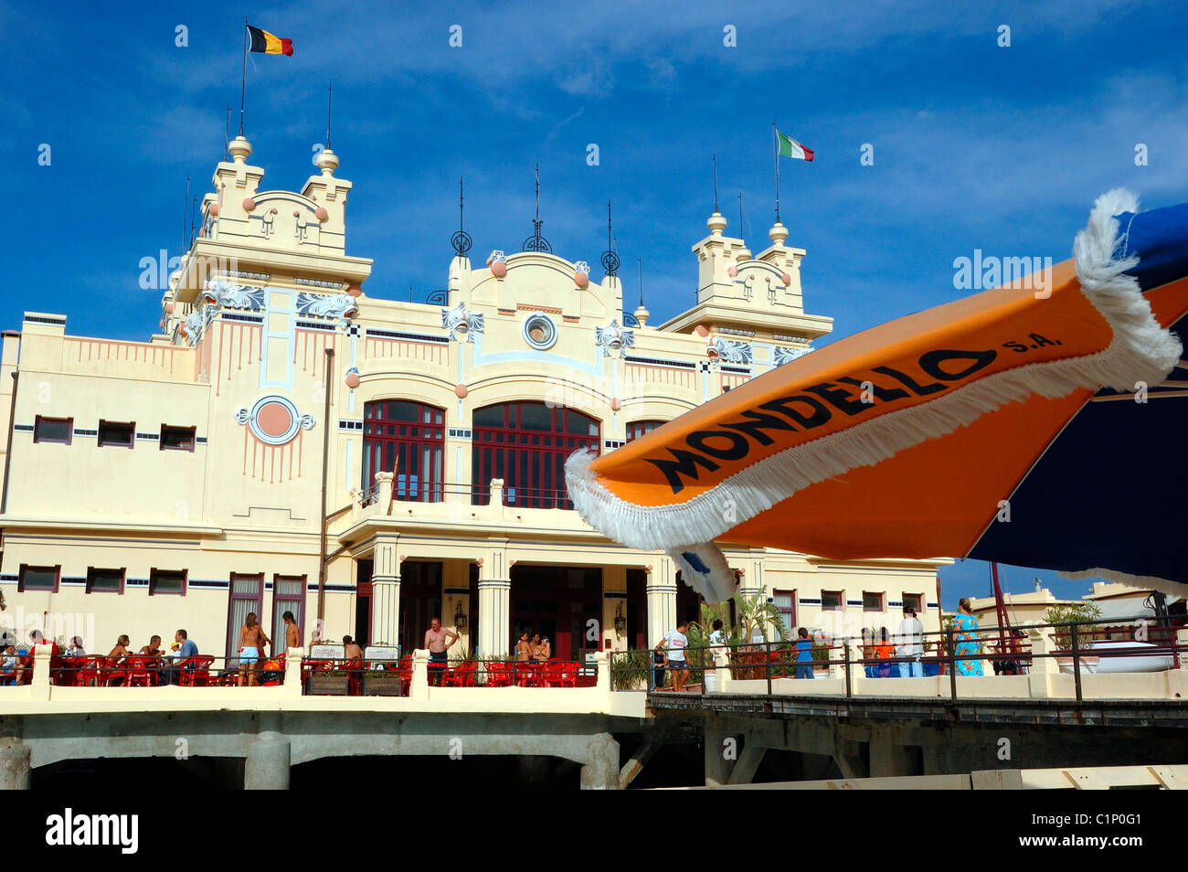 Italien, Sizilien, Mondello Badeort in der Nähe von Palermo, Strand Stockfoto