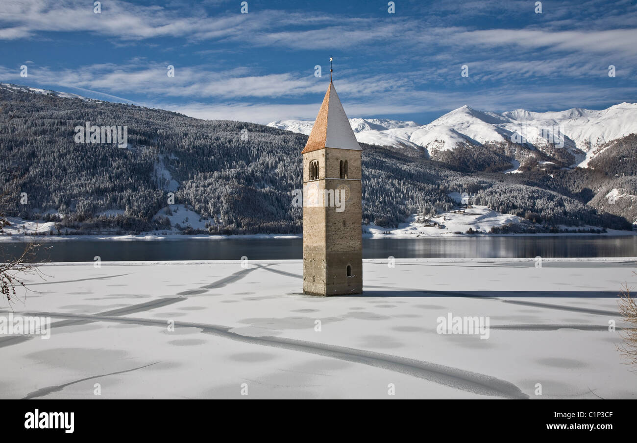 Tirol, Graun am Reschensee Stockfoto