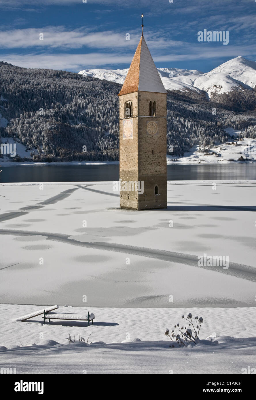 Tirol, Graun am Reschensee Stockfoto