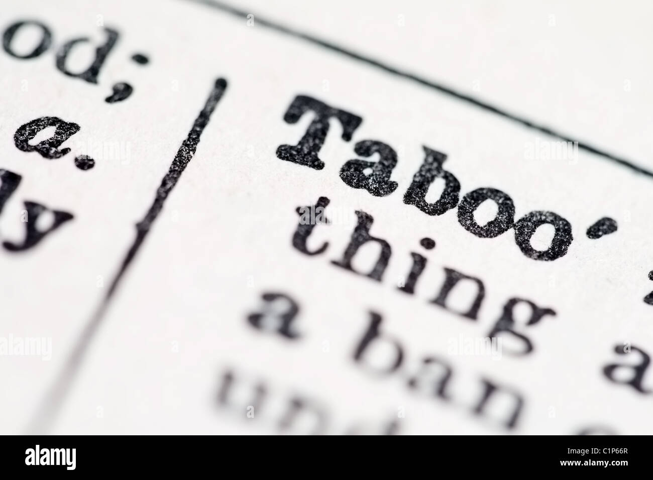 Tabu Wort im Wörterbuch (Makro-Ansicht Stockfotografie - Alamy