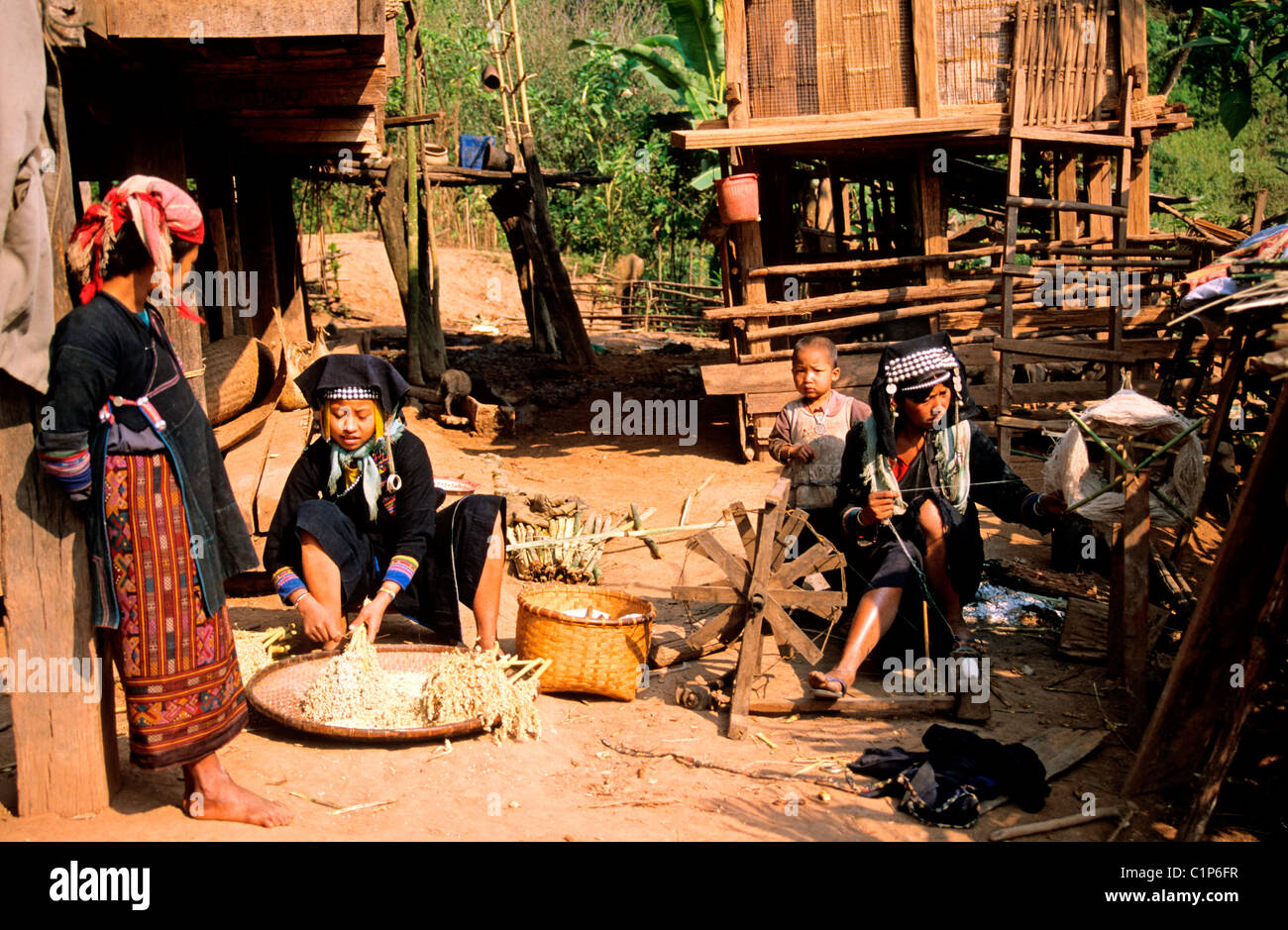 Laos, Louang Namtha, Iko Stamm Stockfoto