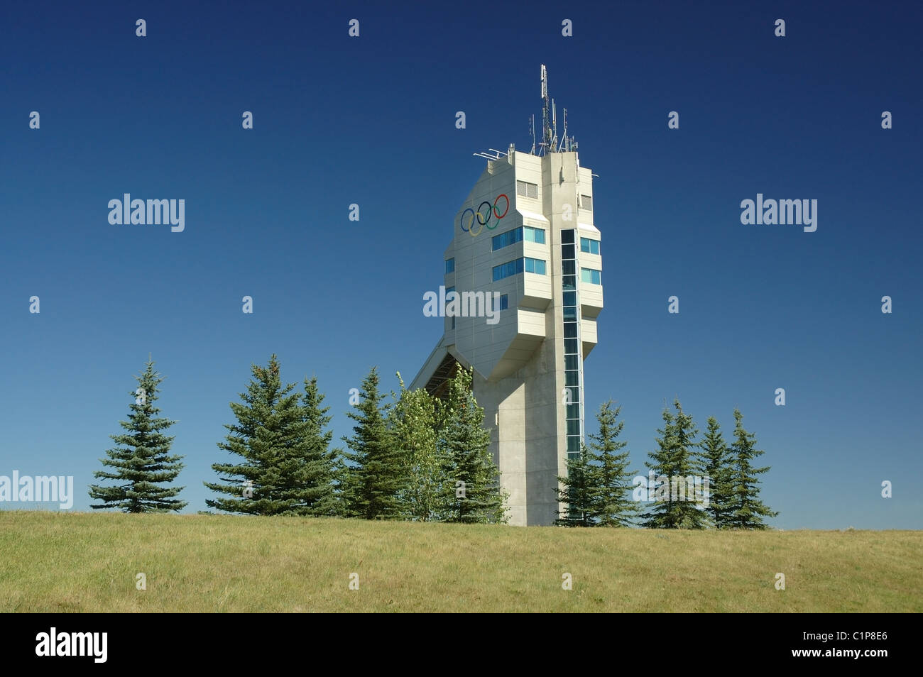 Ski Jump Tower (90 Meter) in Canada Olympic Park, Calgary, Alberta, Kanada Stockfoto