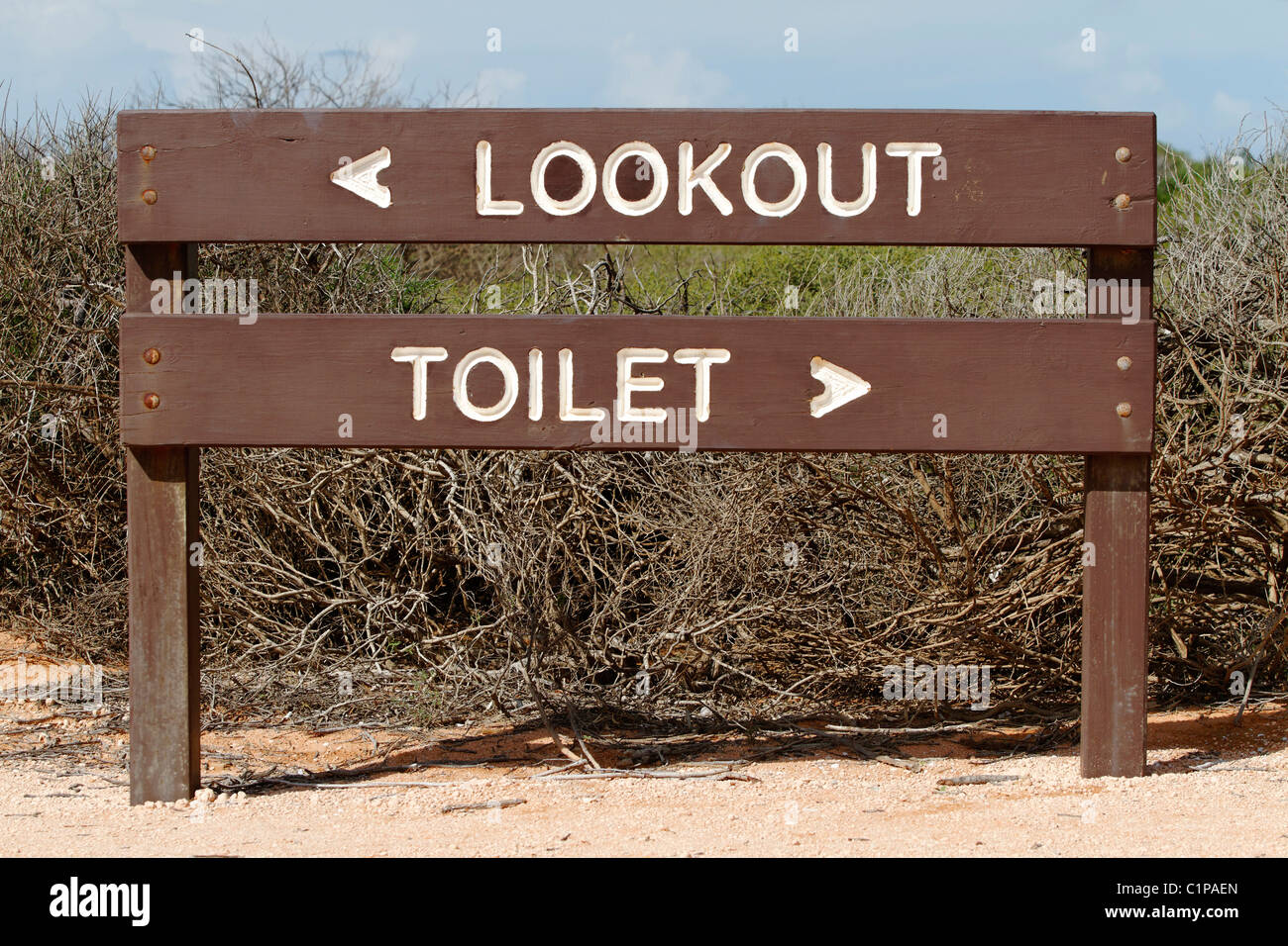 Touristische Schilder, Shark Bay Western Australia Stockfoto