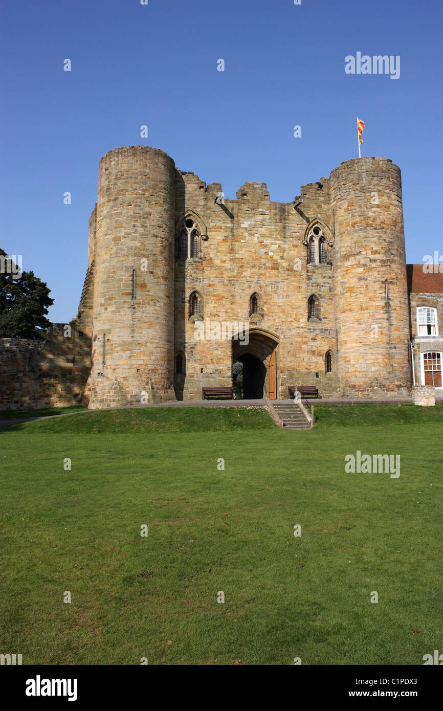 England, Kent, Tonbridge Castle, Twin Towers und Eingang Stockfoto