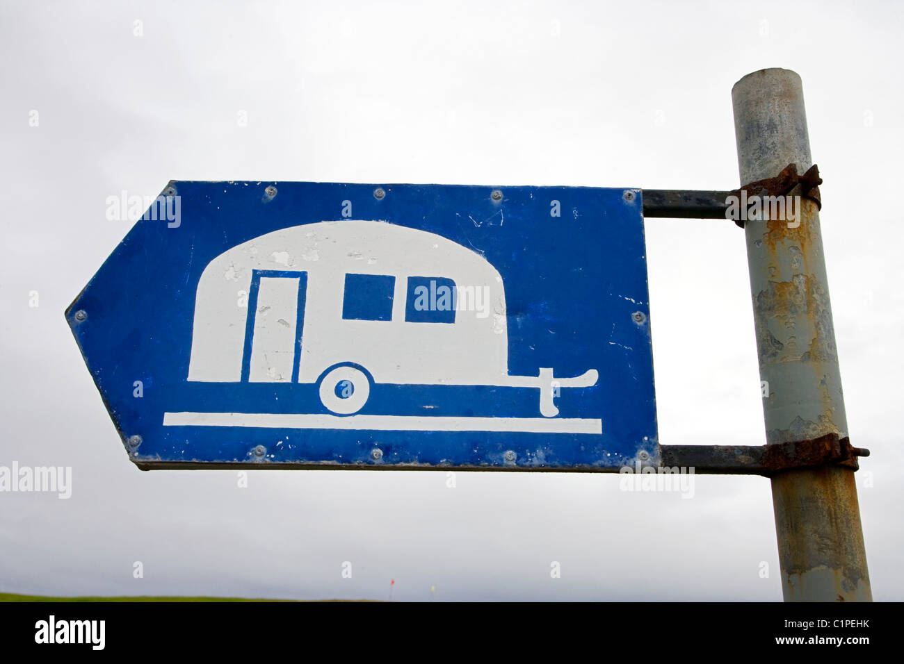 Republik von Irland, Fanad Halbinsel Rosses Point, Wohnwagen Zeichen Stockfoto