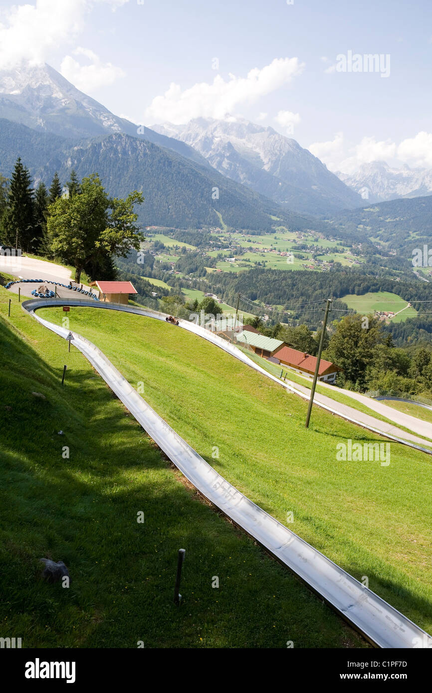 Deutschland, Berchtesgaden, Hochlenzer, Rodelbahn im Sommer Stockfoto
