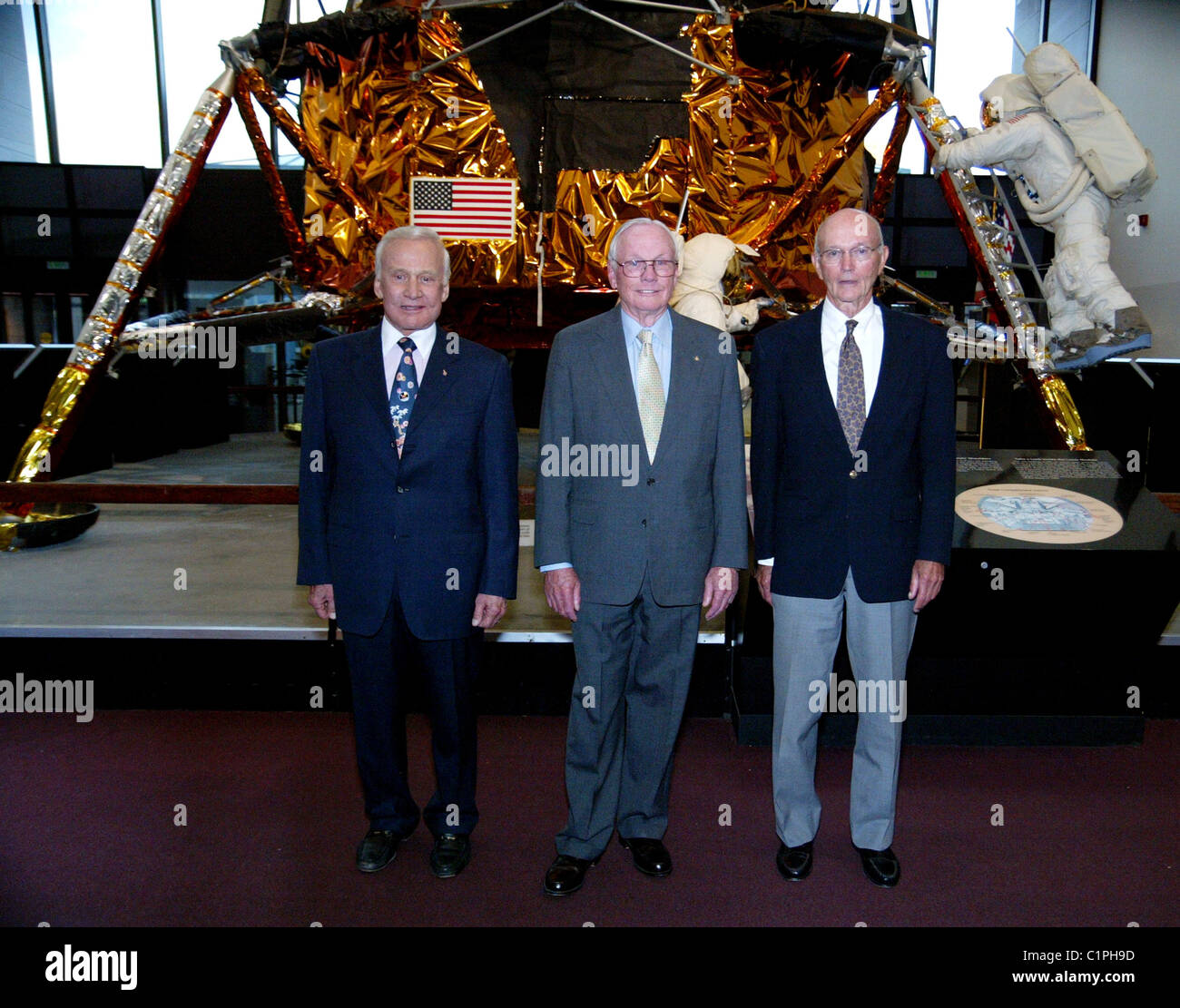 Buzz Aldrin, Neil Armstrong und Mike Collins Smithsonian National Air und Space Museum Abendvortrag Washington DC, USA- Stockfoto