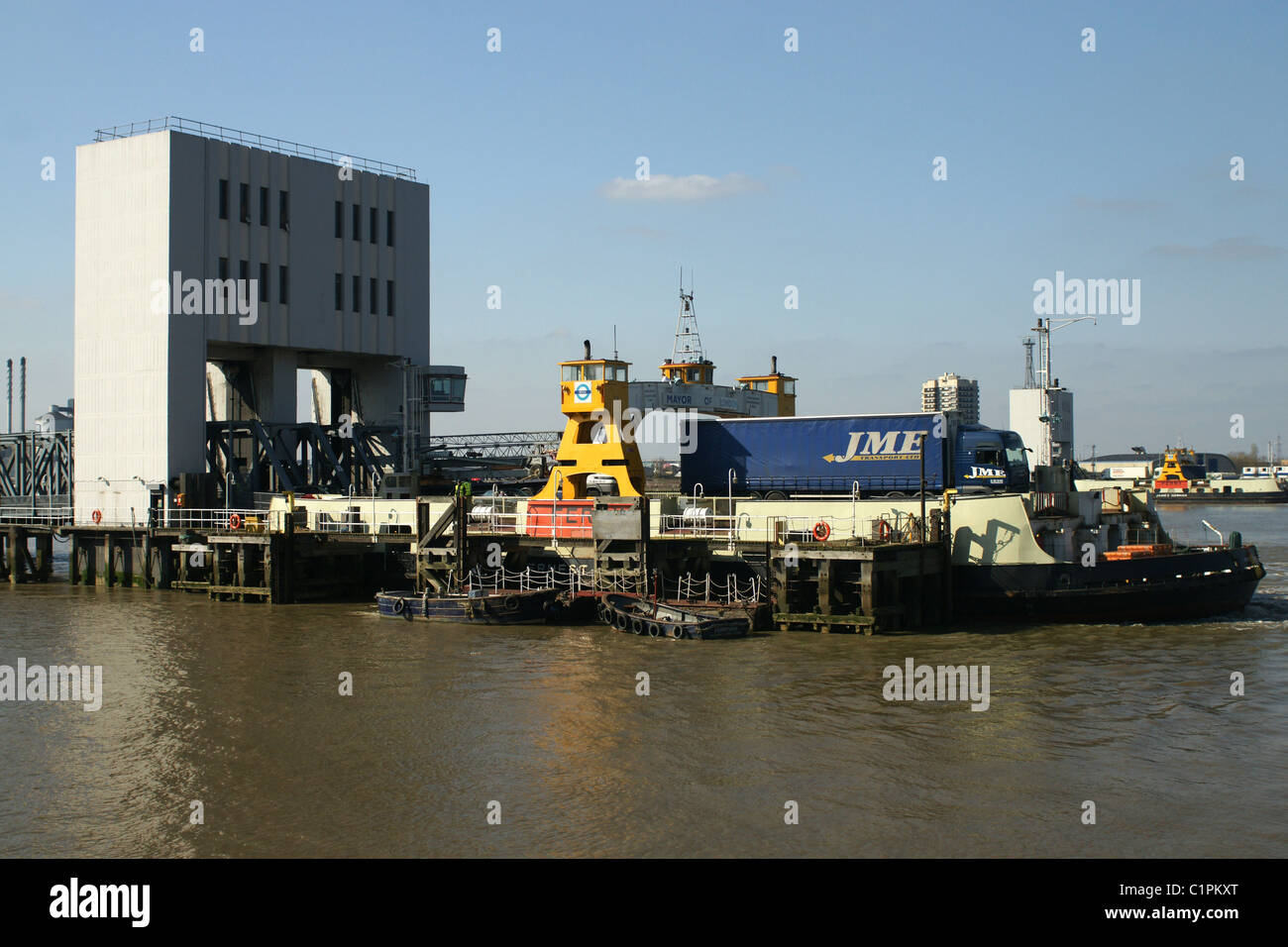 Woolwich Fähre, Themse Stockfoto