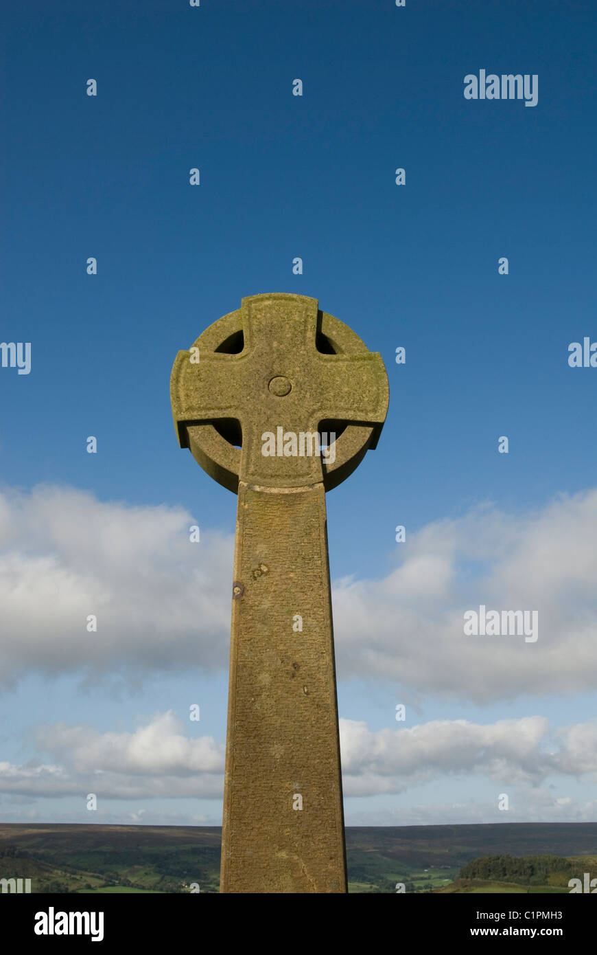 Ango-sächsischen Kreuz, Egton High Moor, North Yorkshire, England Stockfoto
