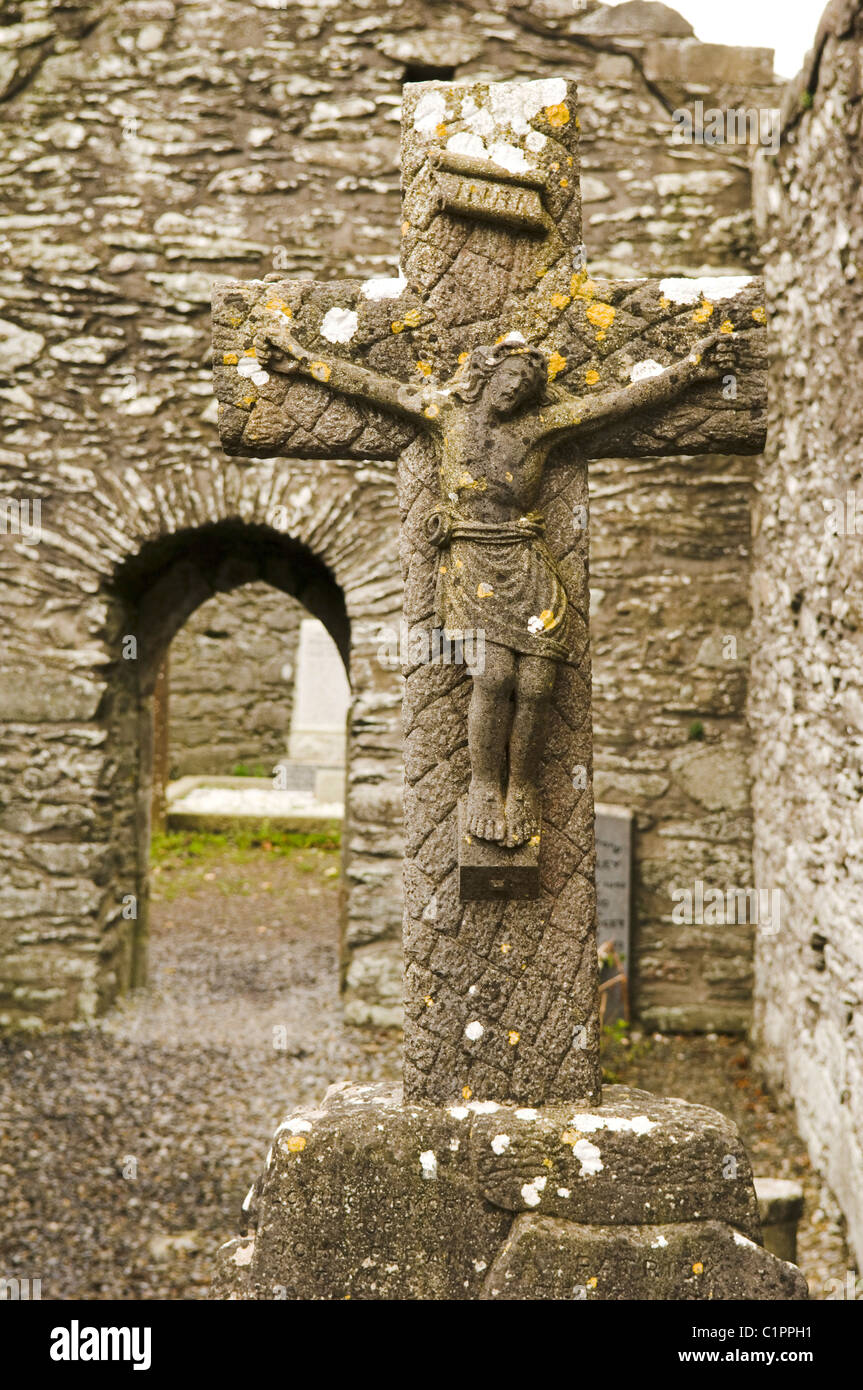 Republik von Irland, Boyne Valley Monasterboice Kloster, Crucificion Christi Stockfoto