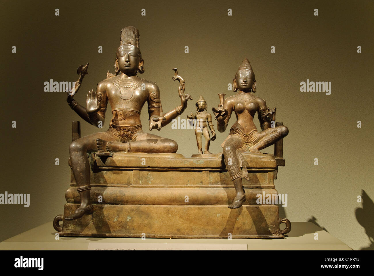 Shiva, Uma und ihr Sohn Skanda, Stockfoto