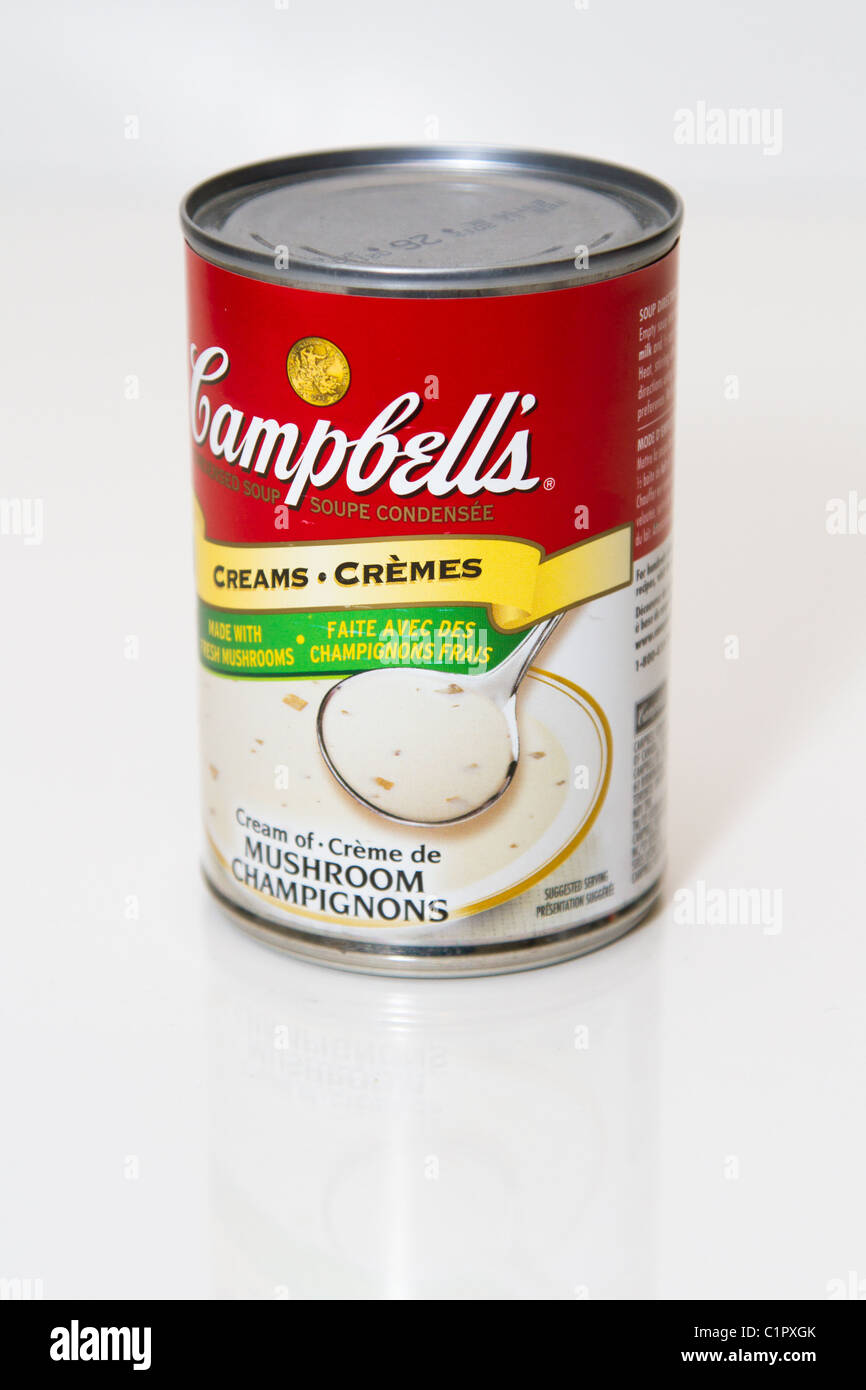 Campbells Suppe aus der Dose Pilzsuppe Stockfoto