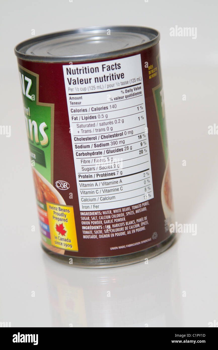 Ernährung-Label Dose gebackene Bohnen Stockfoto