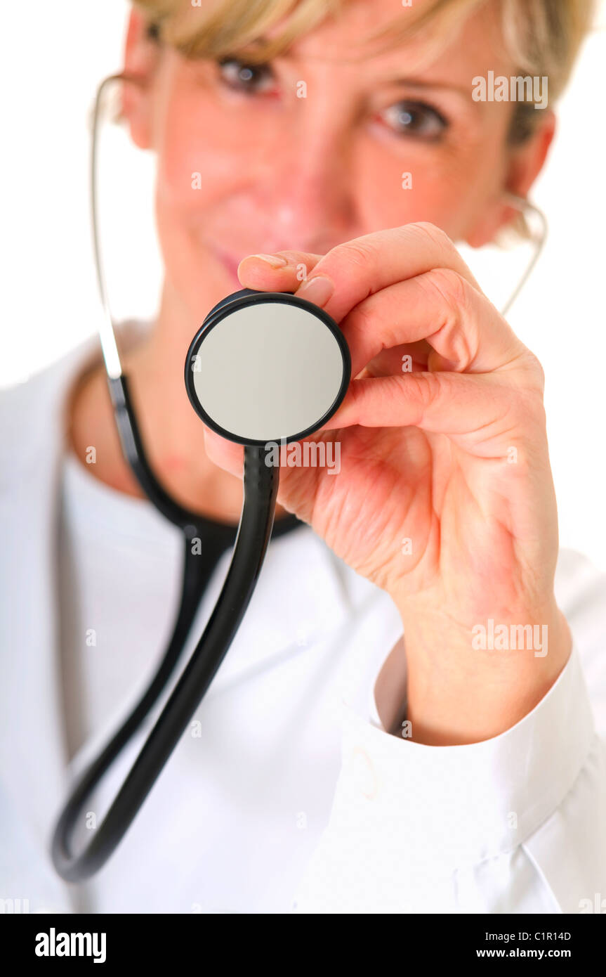 Ärztin mit Stethoskop Stockfoto