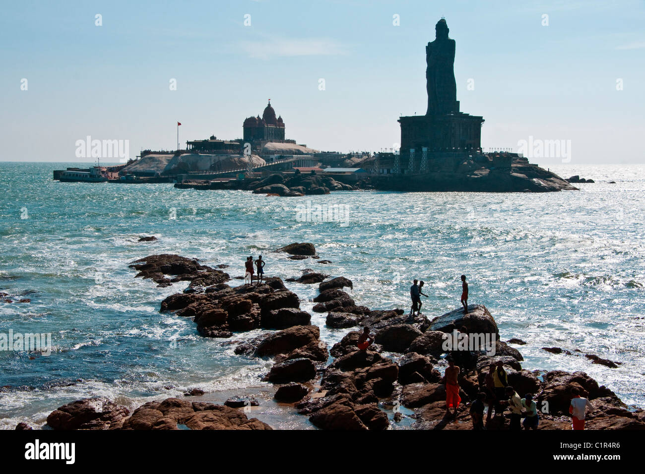 Kanyakumari Tempel oder Kumari Amman, die jungfräuliche Göttin Parvati gewidmet, Stockfoto