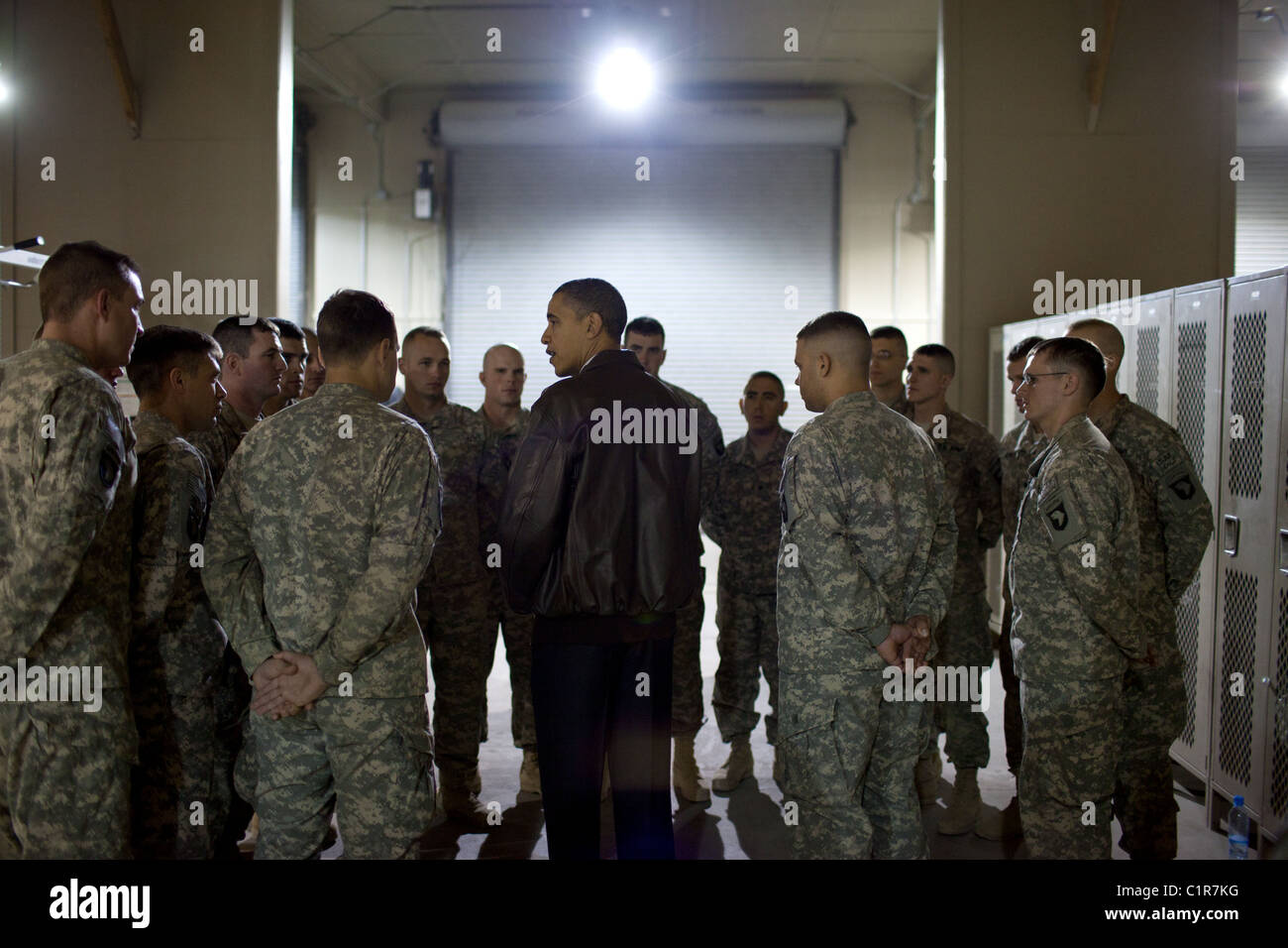 Obama am Flugplatz Bagram in Afghanistan Stockfoto