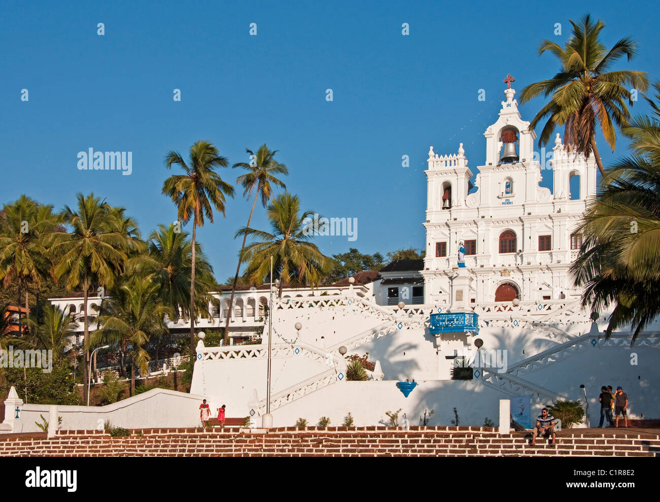 Barock-Stil der Kirche unserer lieben Frau der Unbefleckten Empfängnis in Panaji, Goa. Stockfoto