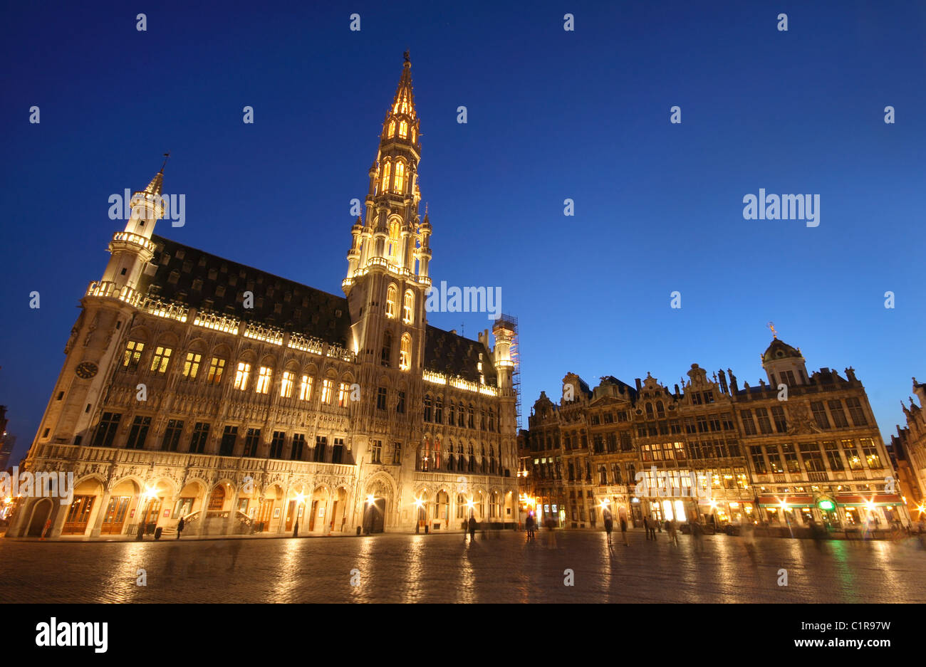Das Rathaus von Brüssel, Belgien (Nachtaufnahme) Stockfoto